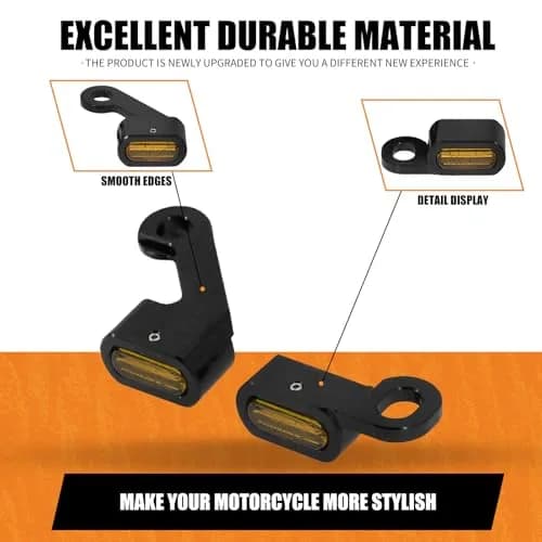 HCmotorku LED Turn Signal Light Running Light Front Indicators Blinker Lights Mini for Harley Sportster 2004-2022 (Black Housing Amber Lens) thumbnail 7
