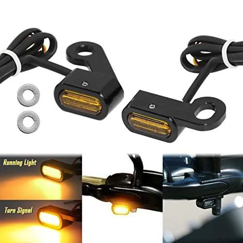 HCmotorku LED Turn Signal Light Running Light Front Indicators Blinker Lights Mini for Harley Sportster 2004-2022 (Black Housing Amber Lens) thumbnail 2