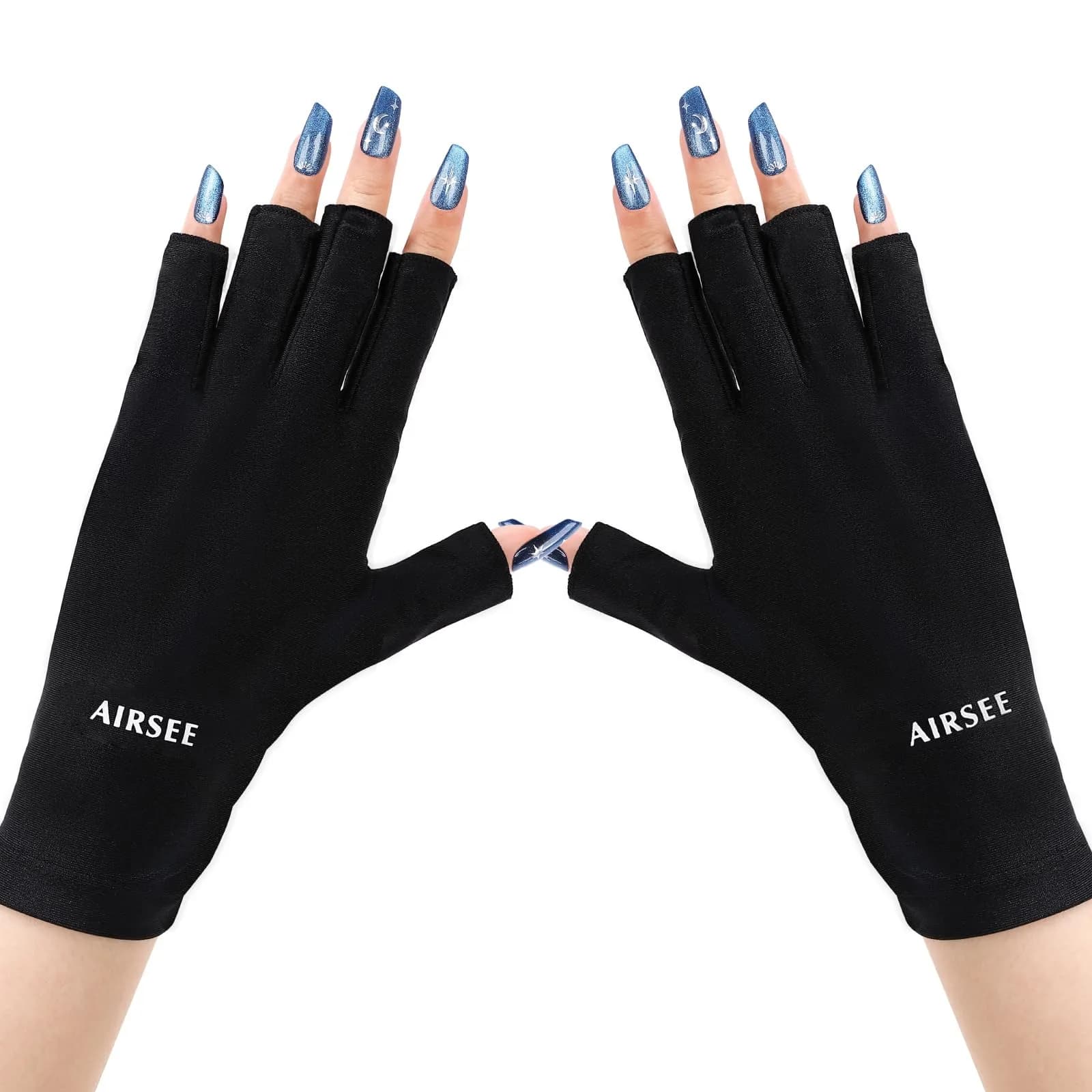AIRSEE UPF50+ UV Protection Gloves for Nail Lamp, Fingerless, Black | Blocks 99% UV Rays - main product image