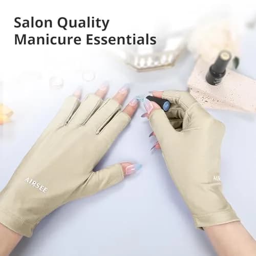 AIRSEE UPF50+ UV Protection Gloves for Nail Lamp | Fingerless, Nude, Standard Size thumbnail 4