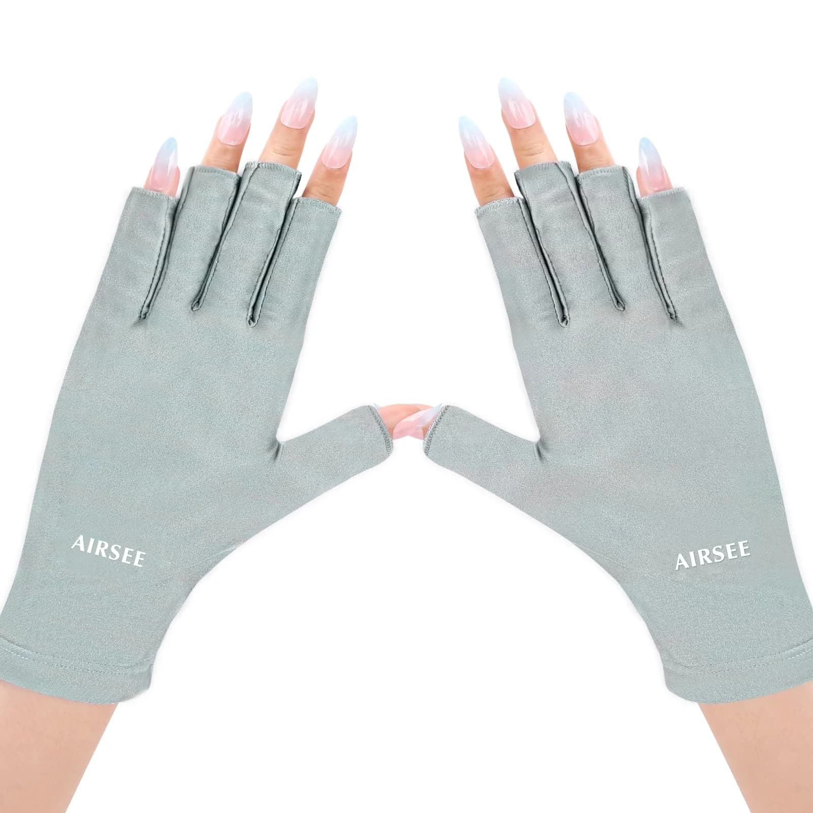 AIRSEE UPF50+ UV Protection Gloves for Nail Lamp, Fingerless, Black | Blocks 99% UV Rays — Mint Green
