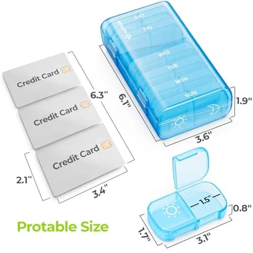 AUVON Weekly Pill Organizer 2 Times a Day, 14 Compartments | BPA-Free, Portable for Travel thumbnail 5