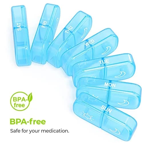 AUVON Weekly Pill Organizer 2 Times a Day, 14 Compartments | BPA-Free, Portable for Travel thumbnail 7