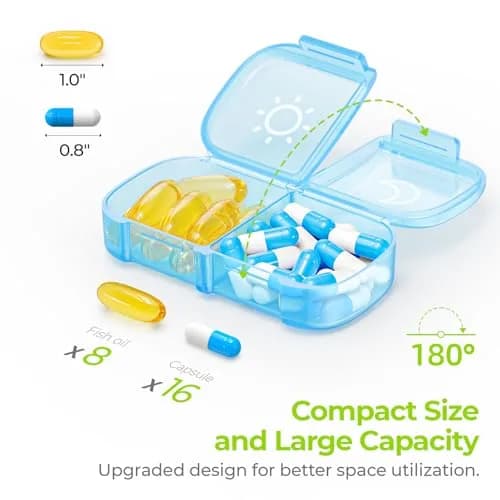 AUVON Weekly Pill Organizer 2 Times a Day, 14 Compartments | BPA-Free, Portable for Travel thumbnail 2