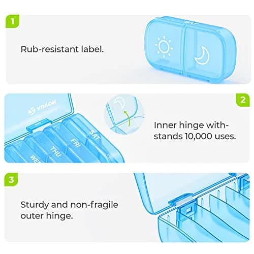 AUVON Weekly Pill Organizer 2 Times a Day, 14 Compartments | BPA-Free, Portable for Travel thumbnail 3