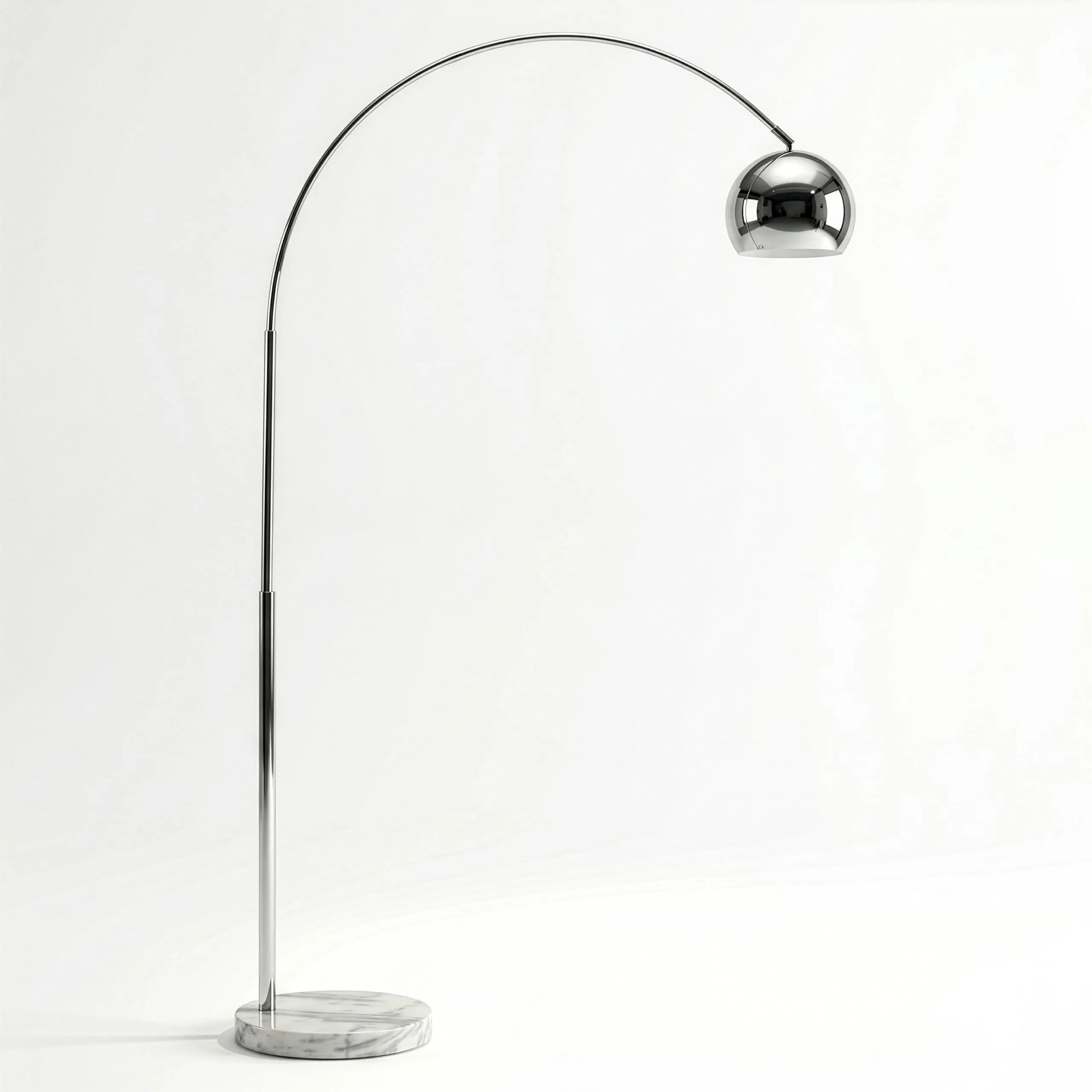 Brightech Olivia Floor Lamp - Chic Arc Lamp with Marble Base & LED Bulb for Living Room, Bedroom, Office - Chrome