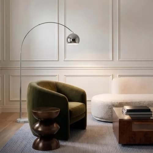 Brightech Olivia Floor Lamp - Chic Arc Lamp with Marble Base & LED Bulb for Living Room, Bedroom, Office - Chrome thumbnail 6