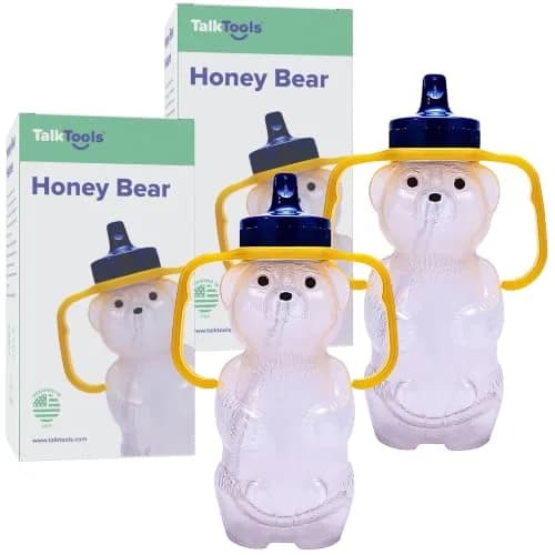 TalkTools Honey Bear Straw Cup with Handle, 7oz, 2 Pack | Soft Straw Trainer, BPA-Free, Dishwasher Safe thumbnail 1