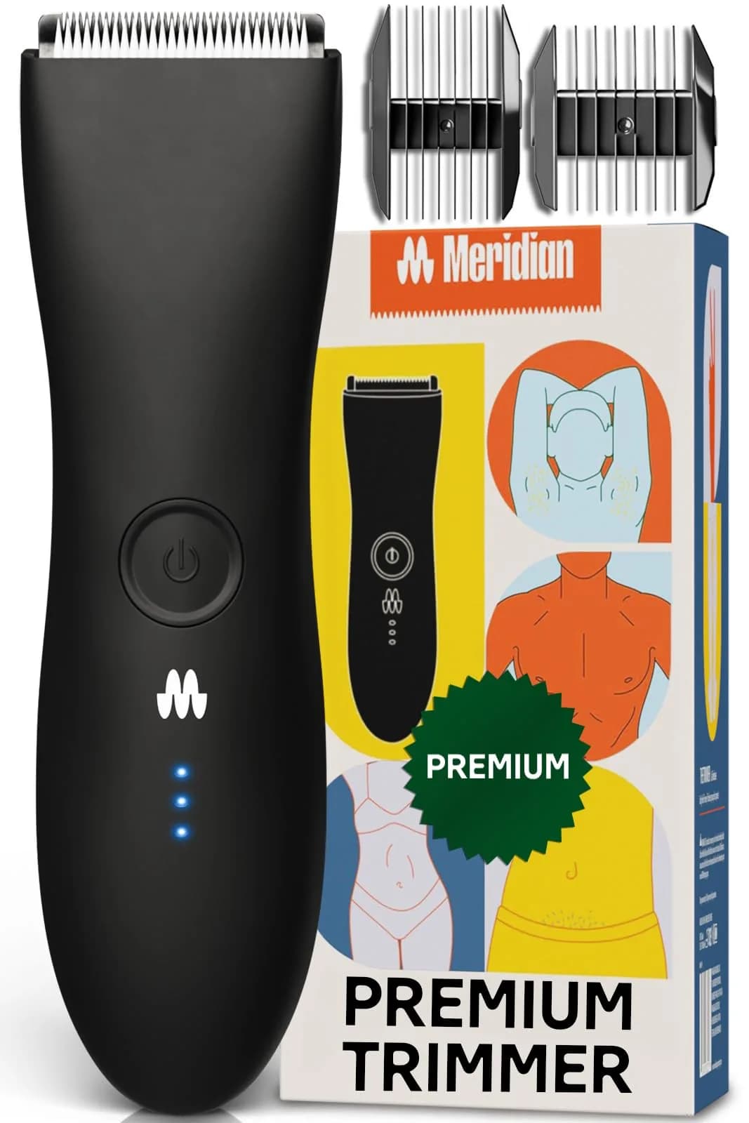 MERIDIAN The Trimmer Premium Body Hair Trimmer for Men & Women Sky | 12mm (0.47 in) — Onyx
