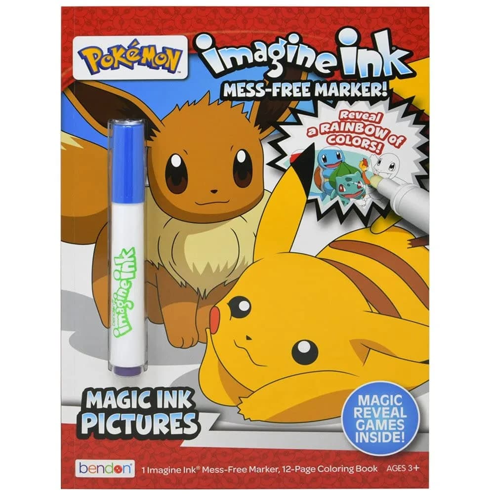 Bendon Pokemon Imagine Ink Magic Coloring Book | Mess-Free Activity Book with Invisible Ink Marker | 1 Count