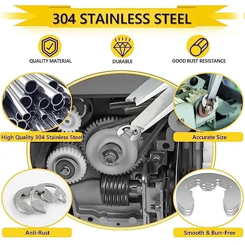 IEAWISL 330-Piece External Retaining Rings Assortment M1.5-M15 | Stainless Steel E-Clips for Shafts thumbnail 2