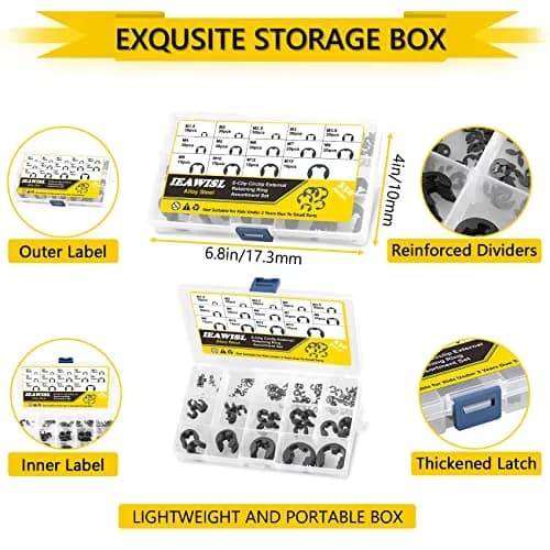 IEAWISL 330 Pcs Alloy Steel External Retaining Rings Assortment Set | Metric Sizes M1.5-M15 thumbnail 6