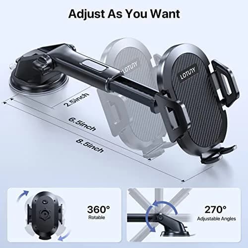LOTUNY Universal Phone Mount for Car | Reliable Suction & Adjustable View thumbnail 7