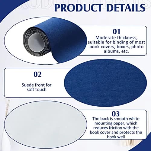 PerKoop Book Cloth 40x15 Inch Fabric Surface Dark Blue | Stylish & Durable for Bookbinding thumbnail 4