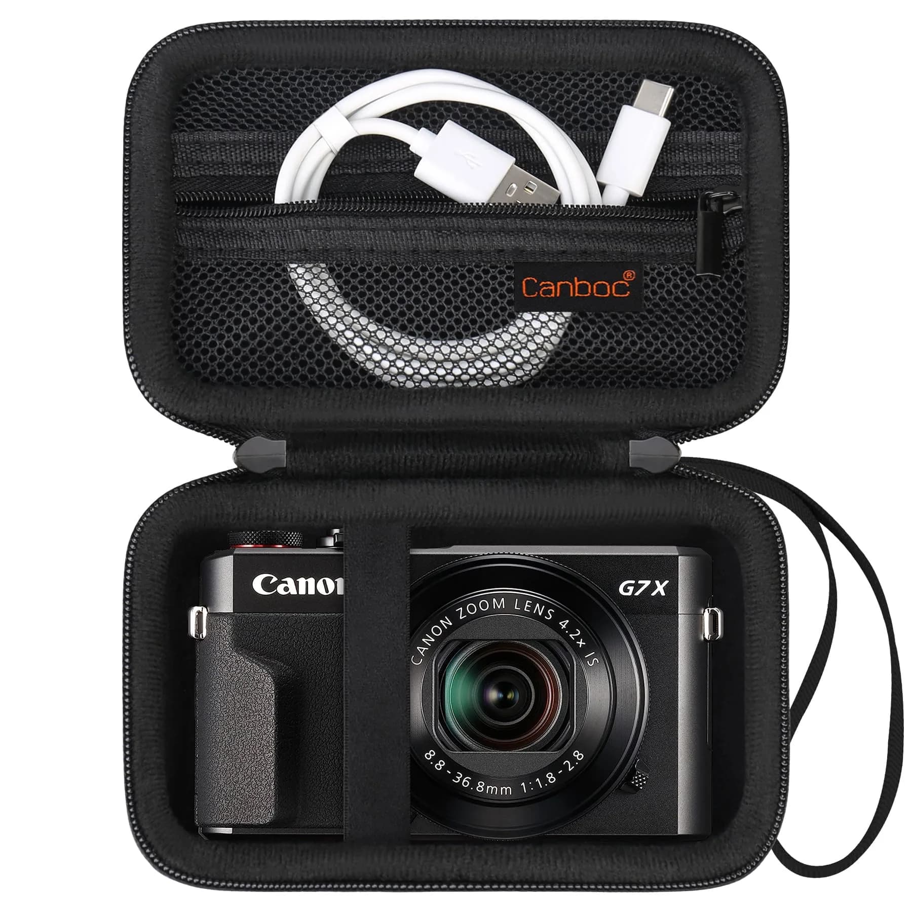 Canboc Camera Case for Canon PowerShot G7X Mark III/II, Sony Cybershot, RICOH GR IV, Kodak Pixpro 13.0cm (5.1") | Protects Against Scratches & Dust — Black