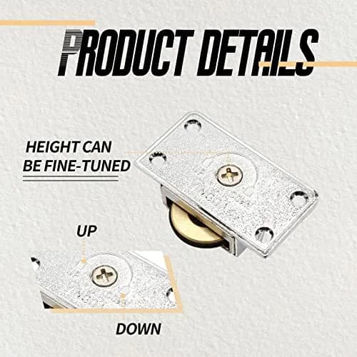 BokWin Silver Sliding Door Pulley Set (2 Pairs, 58mm x 31mm) | Heavy Duty Zinc Alloy Rollers for Barn, Cabinet Doors thumbnail 4