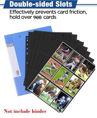 superaimi 900 Pocket Trading Card Pages | Double-Sided Binder Sheets for Standard Size Cards, Waterproof & Dustproof (50 pages) thumbnail 4