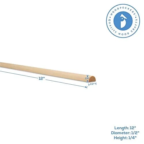 Woodpeckers Split Wood Dowel Rods 12 Inch 1/2 Inch | Pre-Split Hardwood for DIY & Feature Walls thumbnail 2