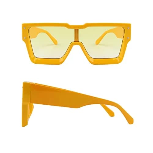 KENBO Oversized Yellow Frame & Yellow Lens Square Sunglasses for Women Men | UV400 Polarized thumbnail 3