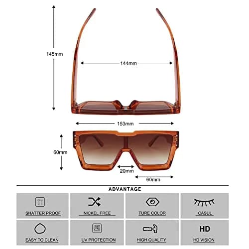 KENBO Oversized Square Sunglasses for Women Men One Piece Lens | UV400 Polarized Fashion thumbnail 5