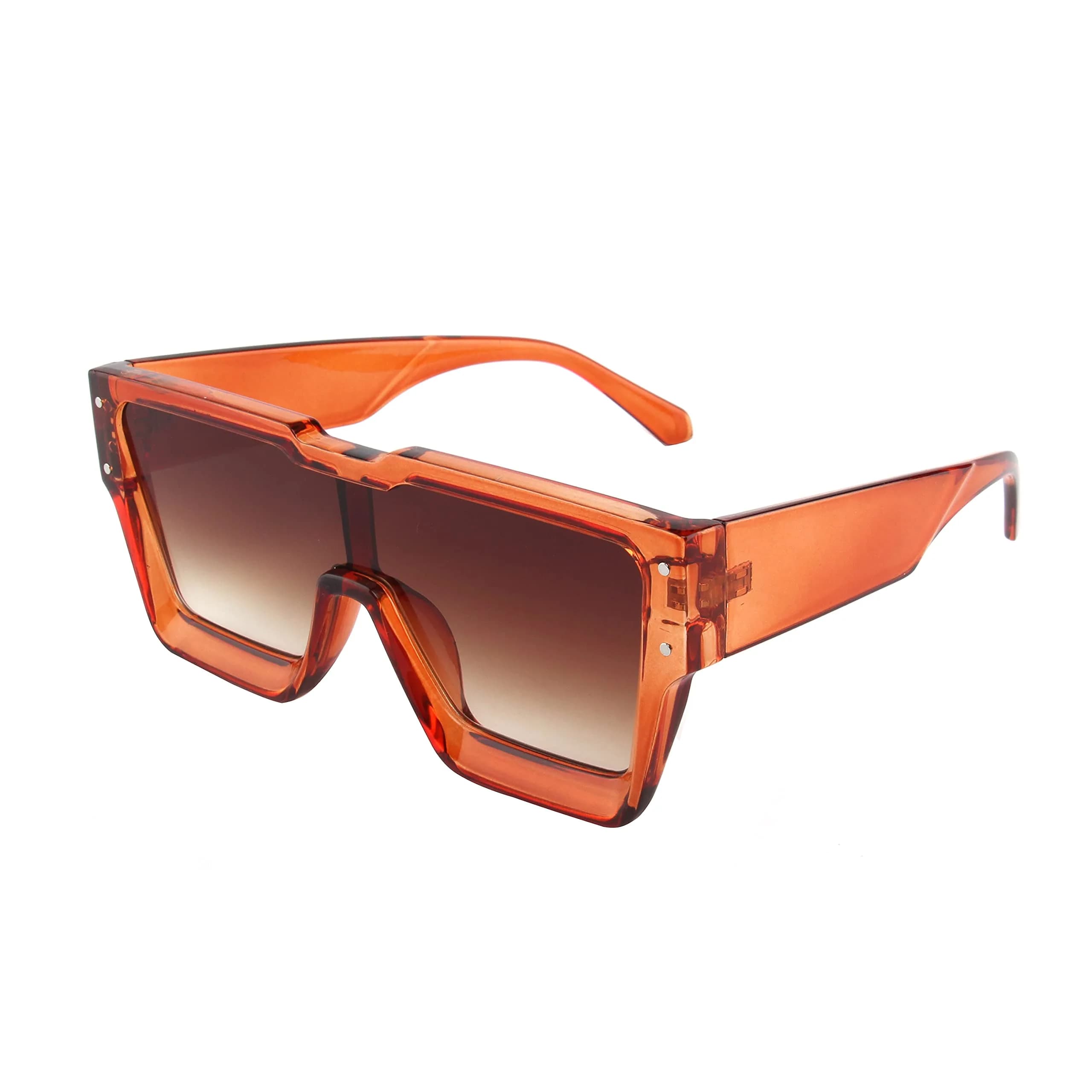 KENBO Oversized Square Tortoise Frame Sunglasses with Gradient Brown Polarized Lenses for Women & Men — Brown Frame - Gradiant Brown Lens