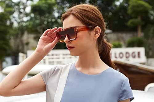 KENBO Oversized Square Sunglasses for Women Men One Piece Lens | UV400 Polarized Fashion thumbnail 3