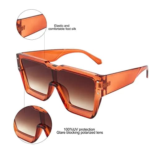 KENBO Oversized Square Sunglasses for Women Men One Piece Lens | UV400 Polarized Fashion thumbnail 4