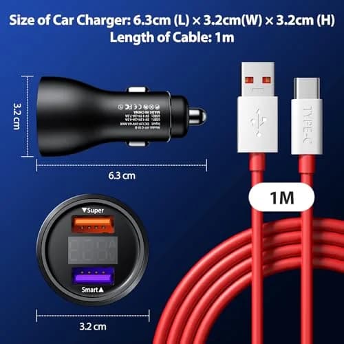 ASKUBSKU Car Charger for SuperVooc 100W 80W | Fast Charging for OnePlus 13 15 13R 12R 12 11 thumbnail 5