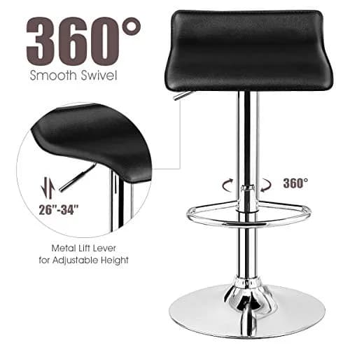 NAFORT Modern Backless Chrome Hydraulic Counter Bar Stools Set of 2 | Swivel Adjustable PU Leather Seats thumbnail 5