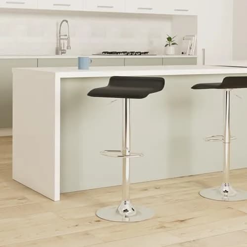 NAFORT Modern Backless Chrome Hydraulic Counter Bar Stools Set of 2 | Swivel Adjustable PU Leather Seats thumbnail 2