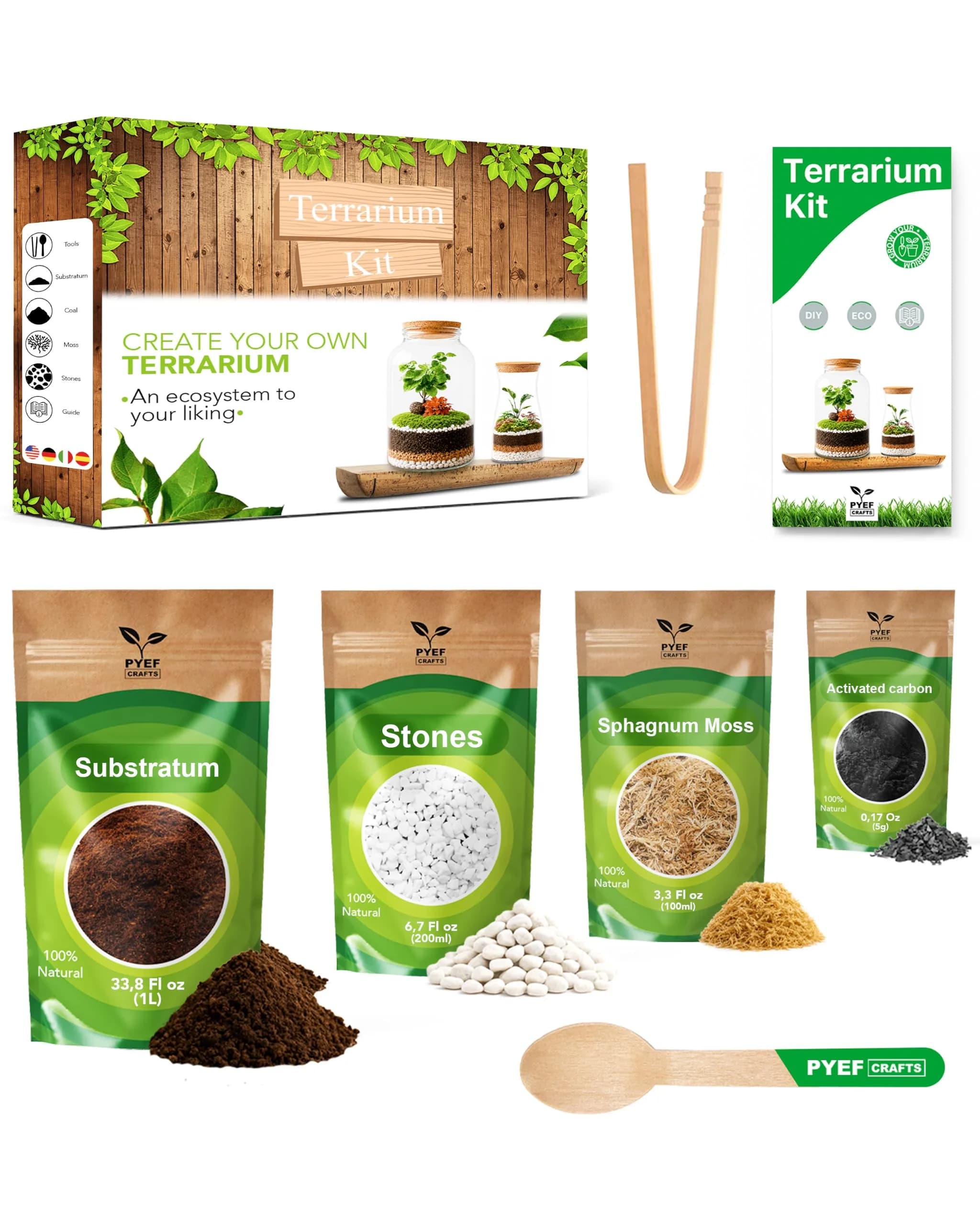 PYEF CRAFTS DIY Terrarium Kit with Succulents & Indoor Plants Supplies | 1.9L (64 fl oz) - main product image