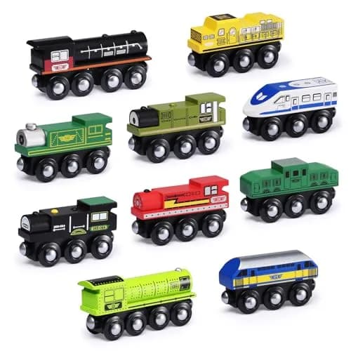 SainSmart Jr. Wooden Train Set Accessories Magnetic Toy Cars 10 PCS | Compatible with Major Brands thumbnail 1