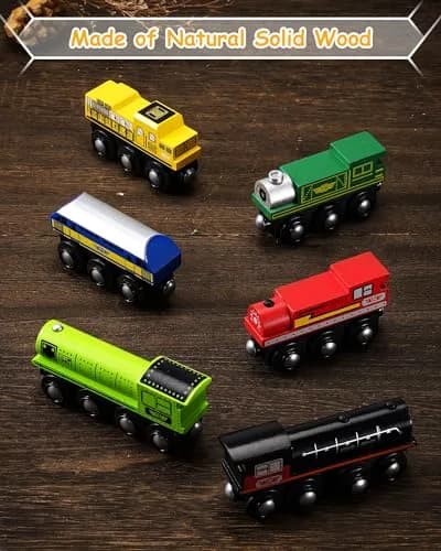 SainSmart Jr. Wooden Train Set Accessories Magnetic Toy Cars 10 PCS | Compatible with Major Brands thumbnail 4