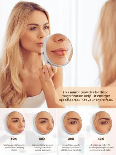 Macaki 20x Magnifying Mirror Suction Cup 8.9cm (3.5in) Grey | Powerful Close-Up Detail for Makeup & Grooming thumbnail 3