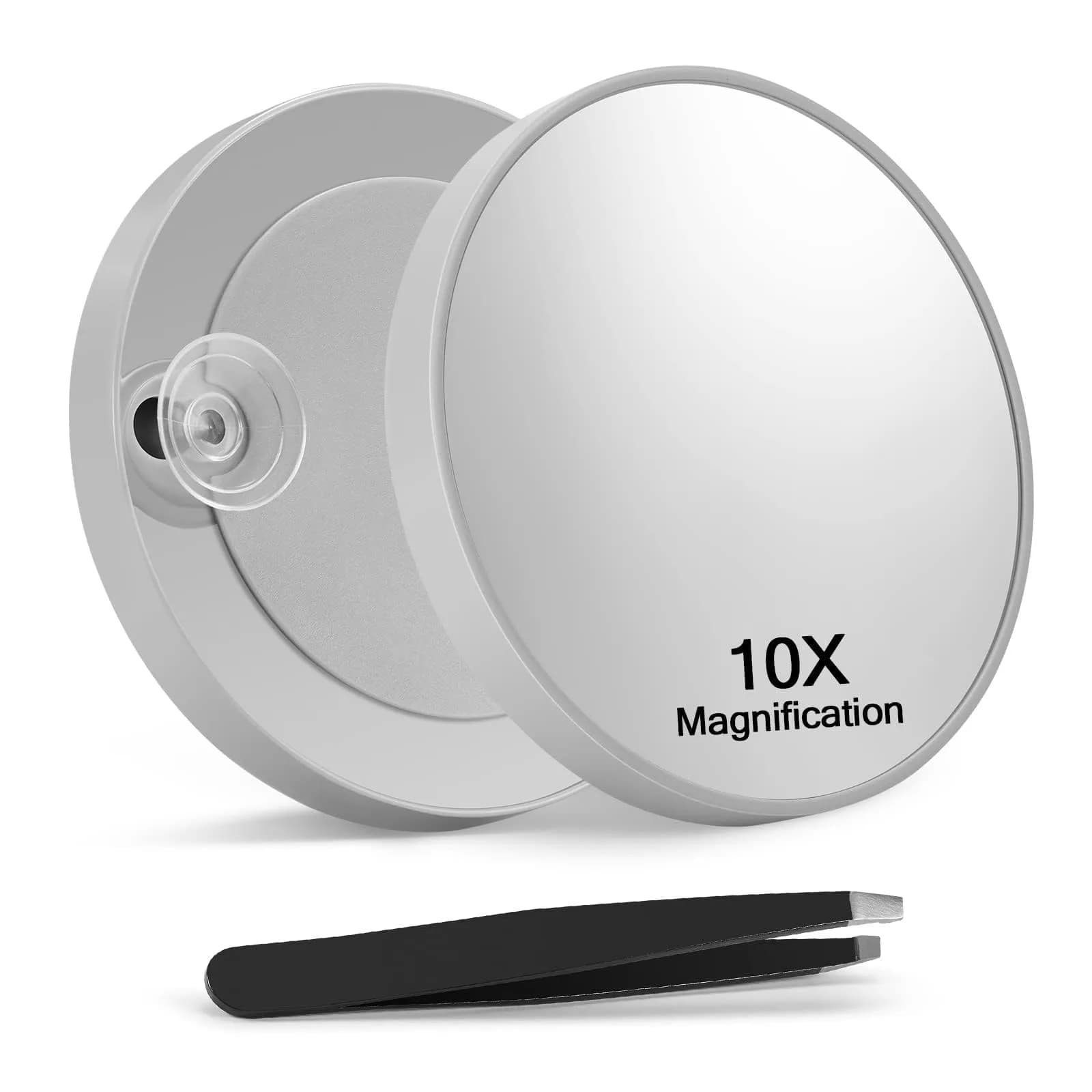 Macaki 20x Magnifying Mirror Suction Cup | Powerful 3.5 in, Black, Travel & Makeup — Grey 10x