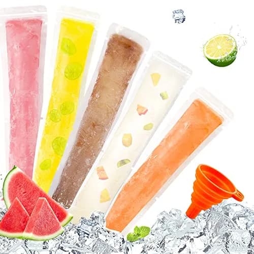 FEBSNOW Disposable Ice Pop Bags with Funnel, 120 Pcs (2"x7.5") | BPA-Free Plastic for DIY Frozen Snacks thumbnail 1
