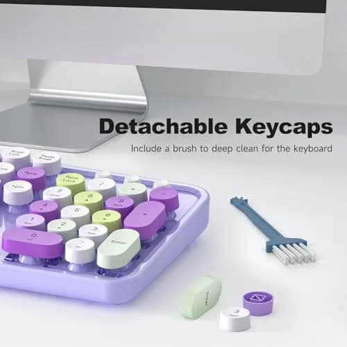 KNOWSQT Wired Computer Keyboard - Purple Colorful Retro Full Size Round Keycaps | Typewriter Style, Compatible with Windows & PC thumbnail 7