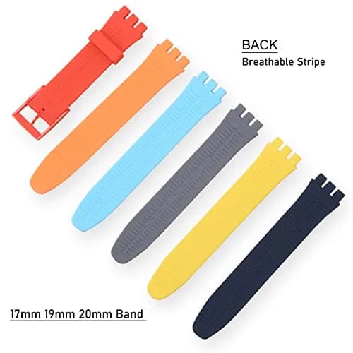 Lijinlan Replacement Silicone Watch Band for Swatch 19mm LightBlue | Waterproof & Breathable Strap thumbnail 4