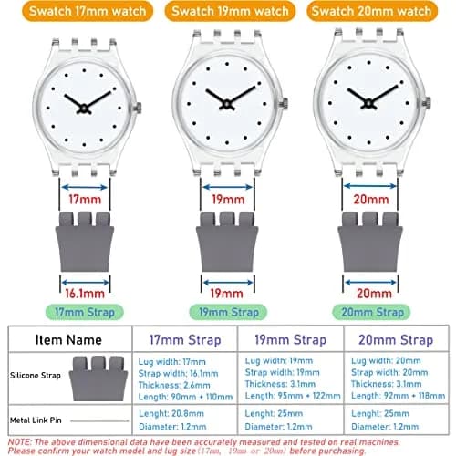 Lijinlan Replacement Silicone Watch Band for Swatch 19mm LightBlue | Waterproof & Breathable Strap thumbnail 7