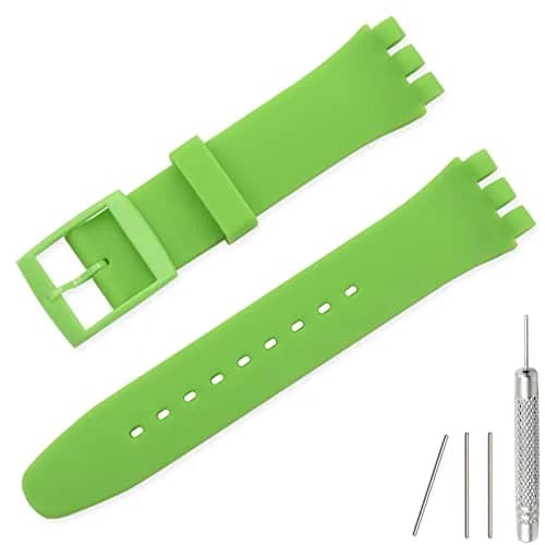 Lijinlan Replacement Silicone Watch Band for Swatch - LightGreen, 20mm thumbnail 1