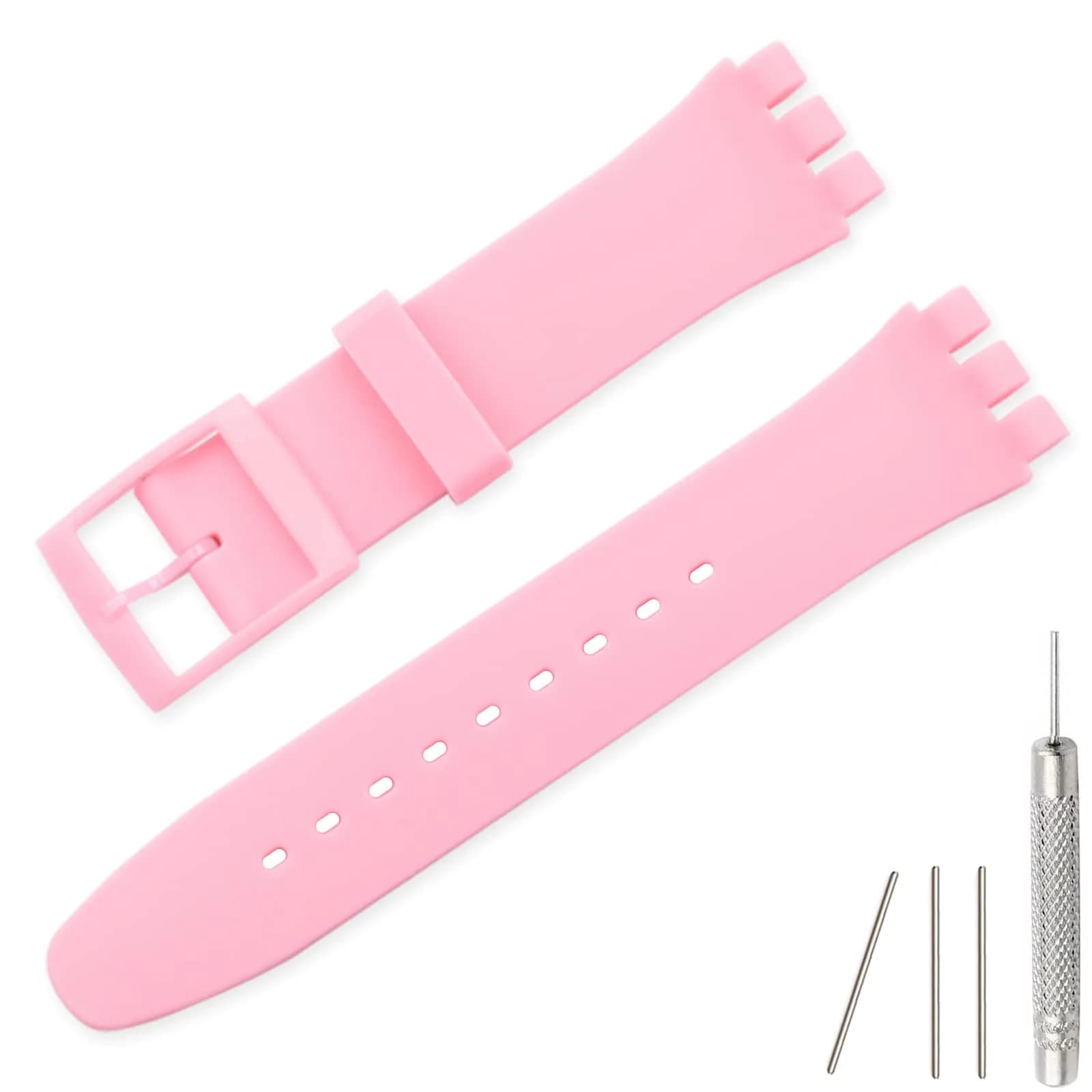Lijinlan Replacement Silicone Watch Band for Swatch - Pink, 17mm