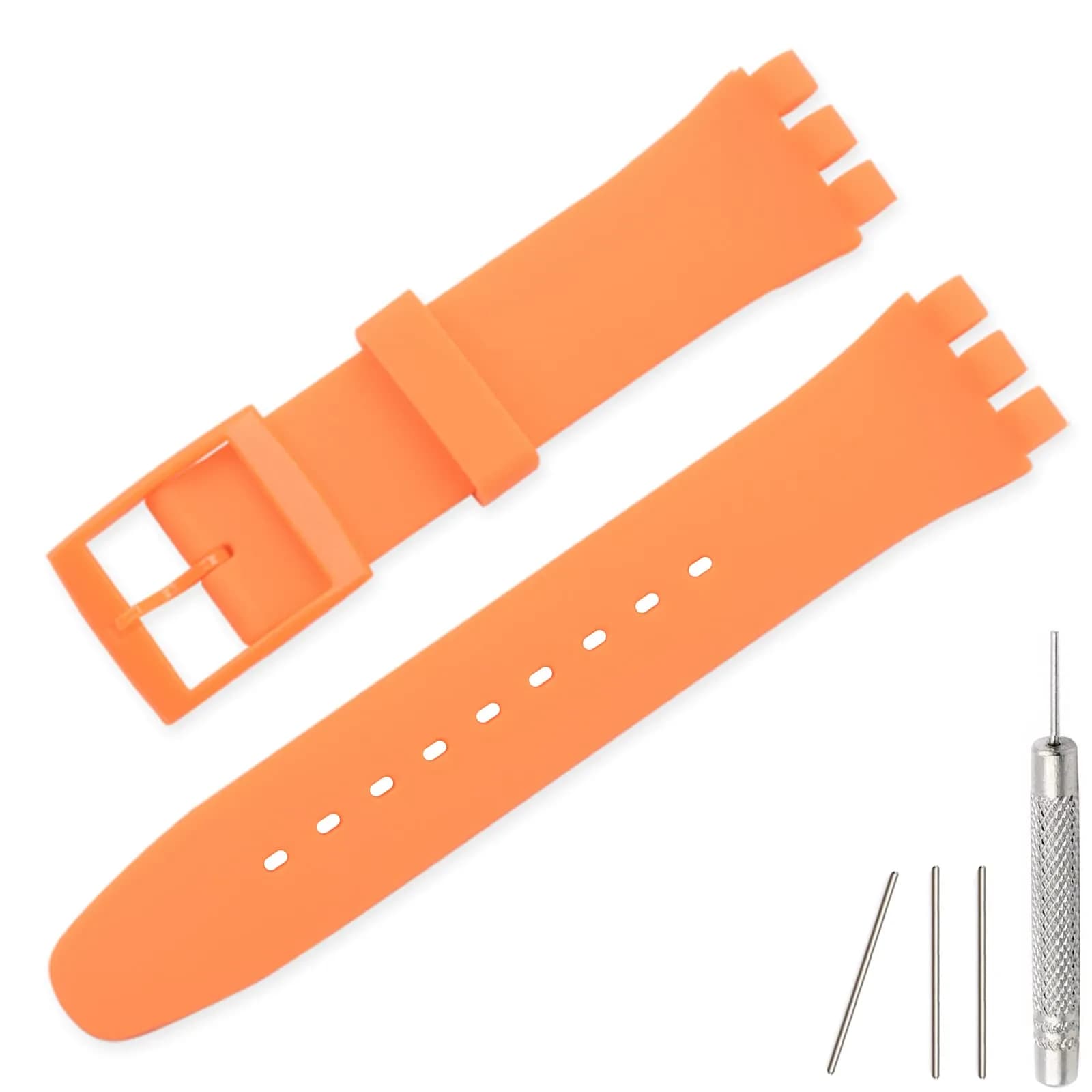 Lijinlan Orange Silicone Replacement Watch Band for Swatch 19mm Lug Width