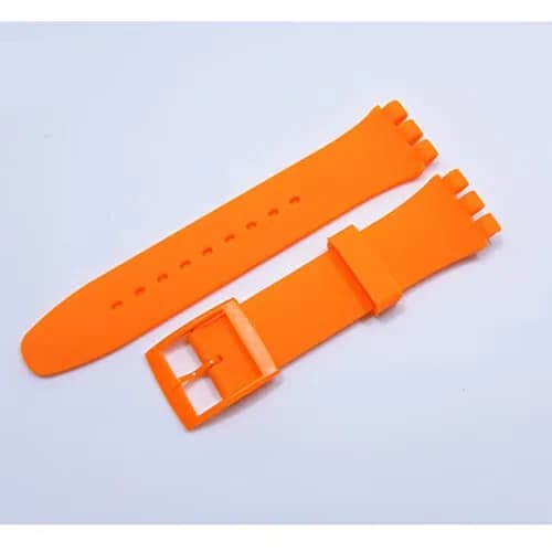 Lijinlan Orange Silicone Replacement Watch Band for Swatch 19mm Lug Width thumbnail 2