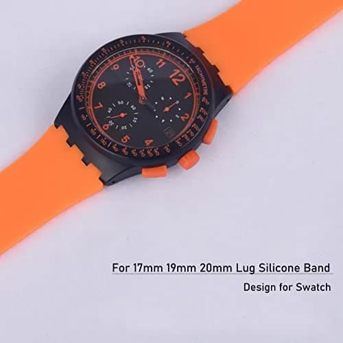 Lijinlan Orange Silicone Replacement Watch Band for Swatch 19mm Lug Width thumbnail 3