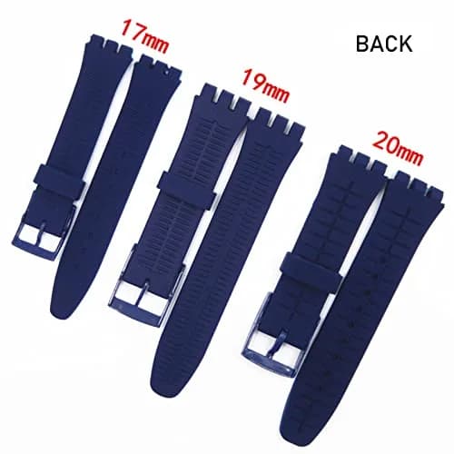 Lijinlan Navy Blue Silicone Replacement Watch Band for Swatch (19mm Lug Width) thumbnail 3