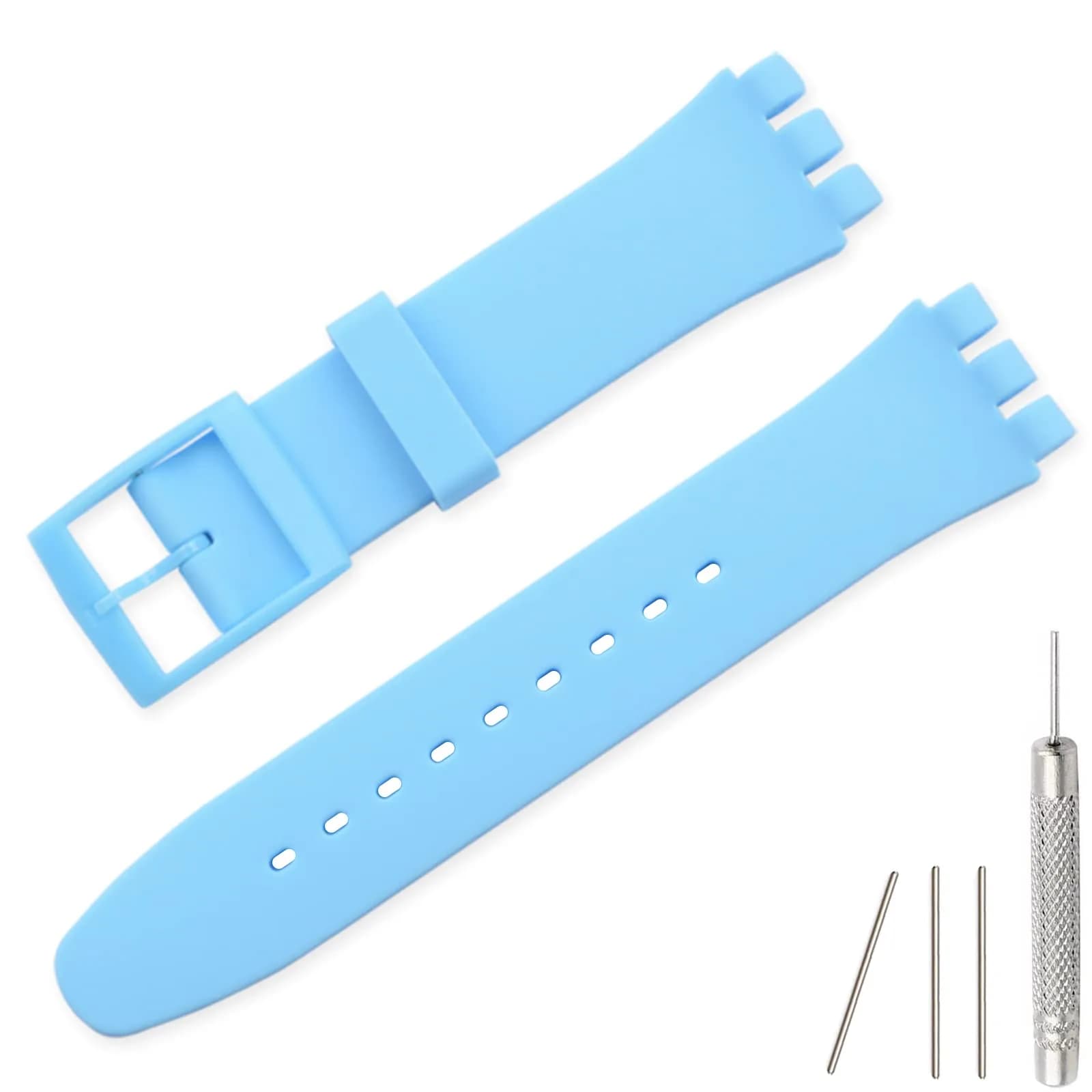 Lijinlan Replacement Silicone Watch Band for Swatch - LightBlue, 20mm