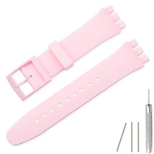 Lijinlan Replacement Silicone Watch Band for Swatch - Light Pink, 19mm Lug Width thumbnail 1