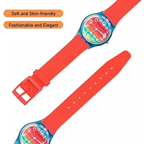 Lijinlan Replacement Silicone Band for Swatch 19mm Lug Width | Red Color, Waterproof & Breathable thumbnail 2