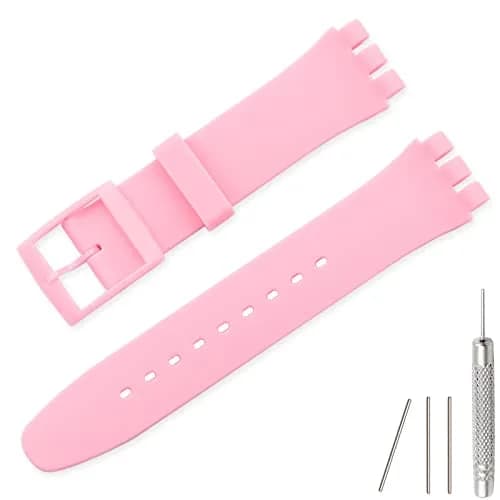 Lijinlan Silicone Watch Band for Swatch 19mm | Pink, Waterproof, Breathable thumbnail 1