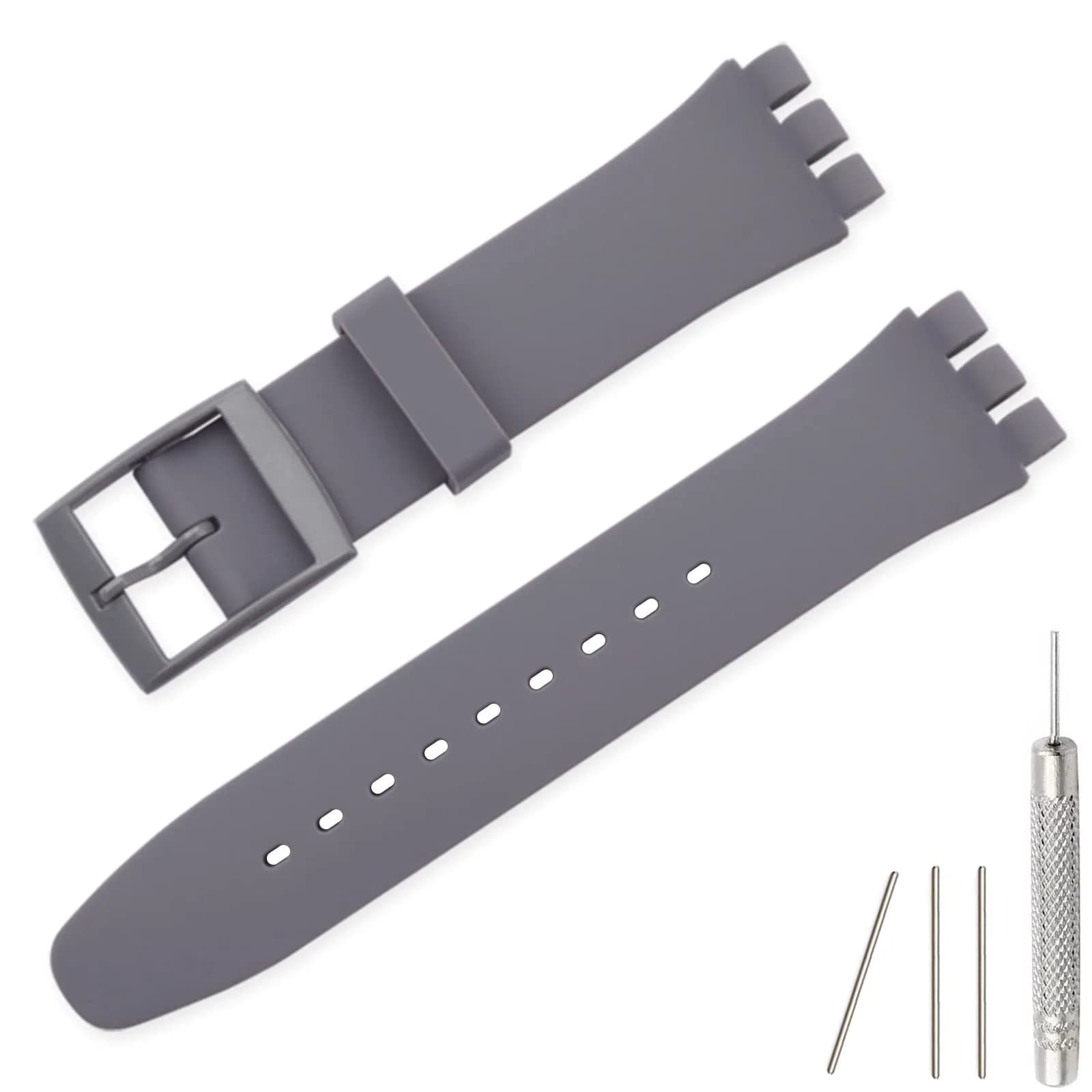 Lijinlan Silicone Watch Band for Swatch 20mm Gray | Waterproof & Durable Replacement Strap — Gray